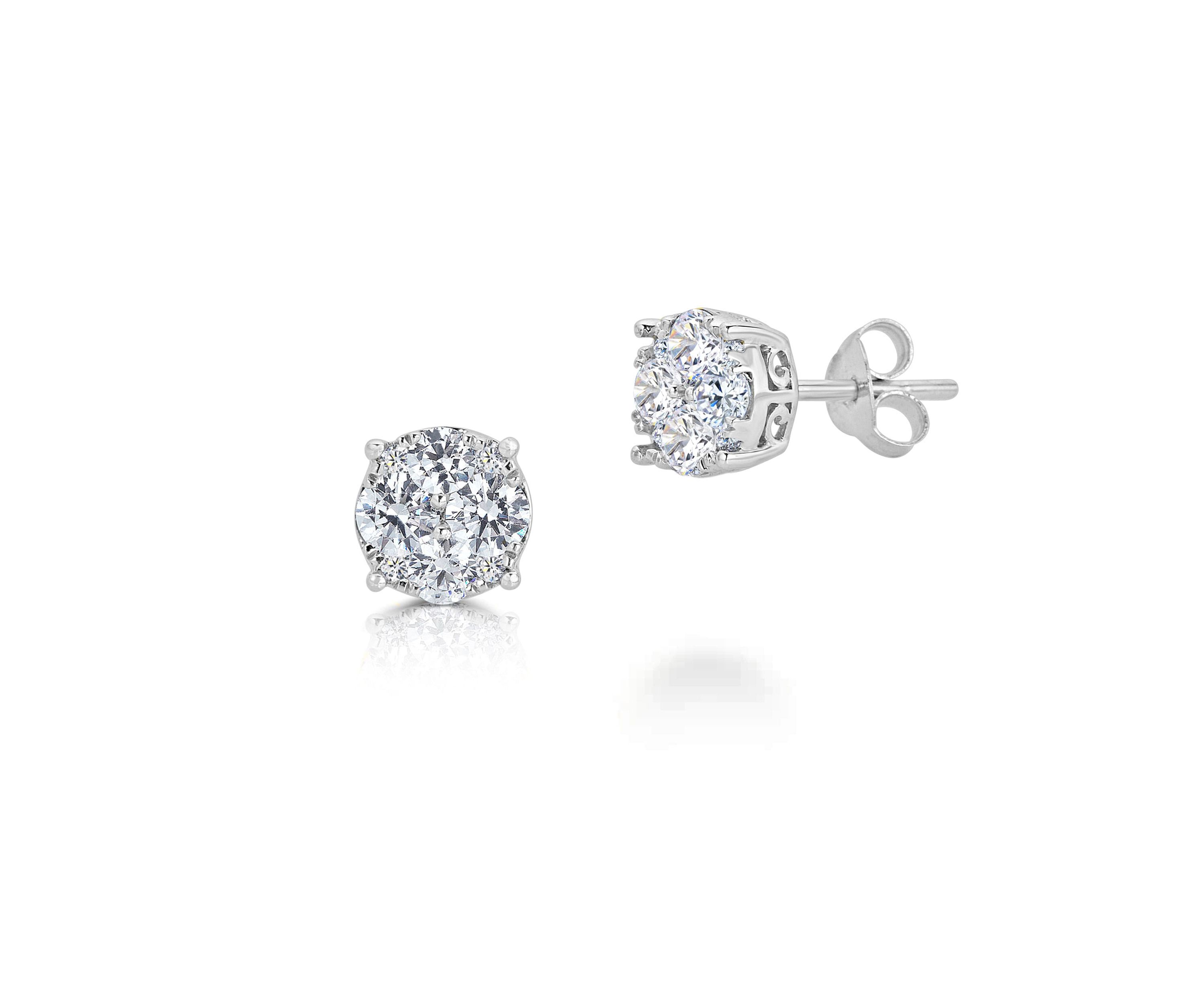 Lab Created 1 Ctw LAB GROWN DIAMOND Stud Earrings Set in 925 Sterling Silver