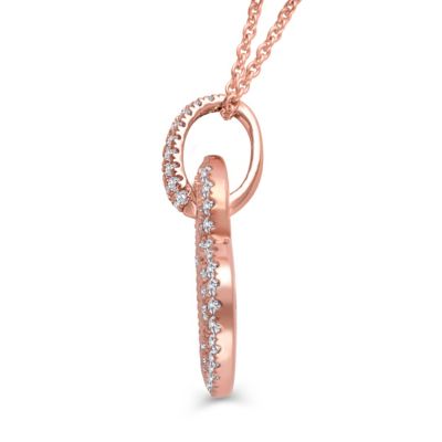 1 Ctw Diamond Heart Pendant in 14K Rose Gold with 18" cable chain