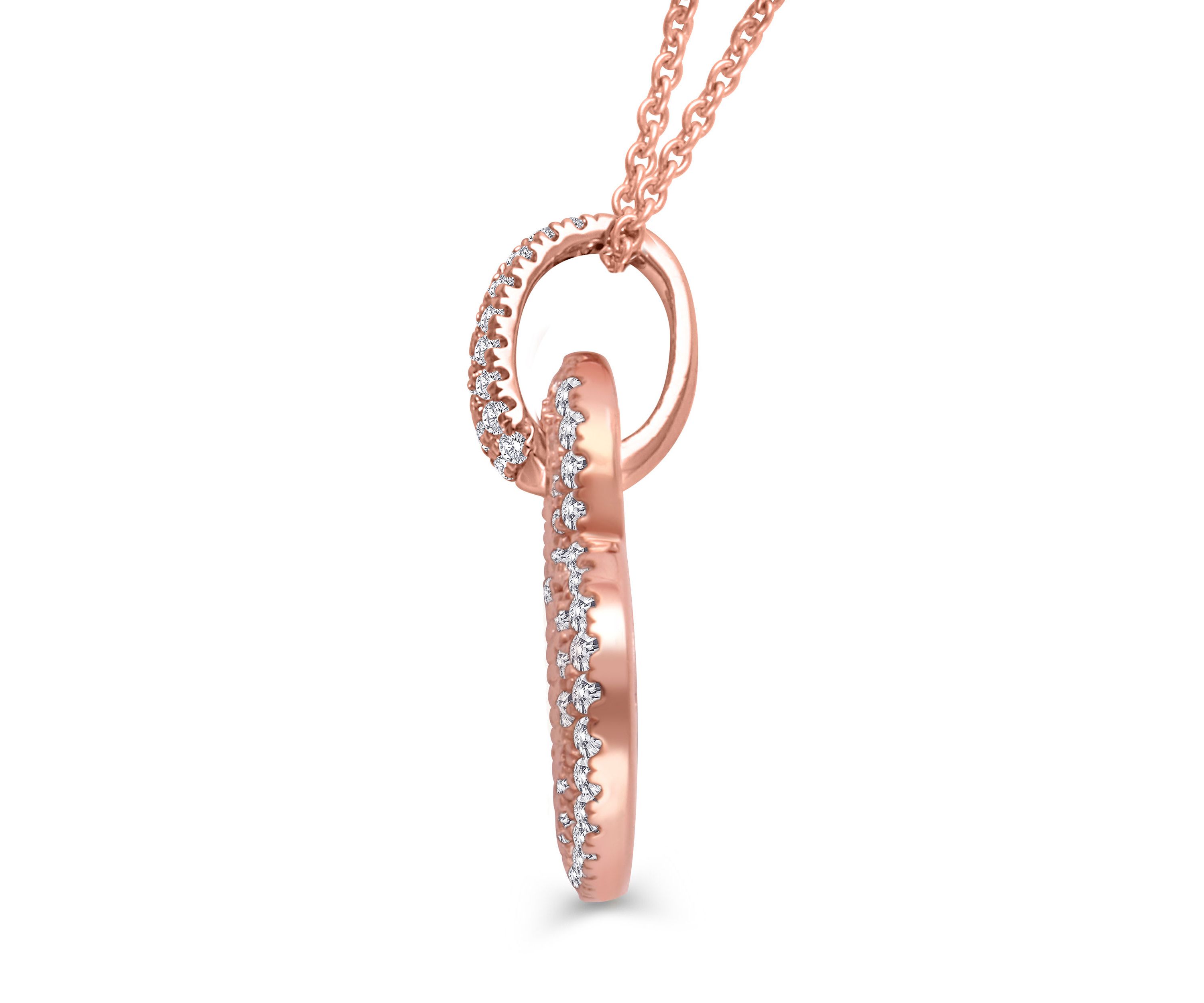 1 Ctw Diamond Heart Pendant in 14K Rose Gold with 18" cable chain