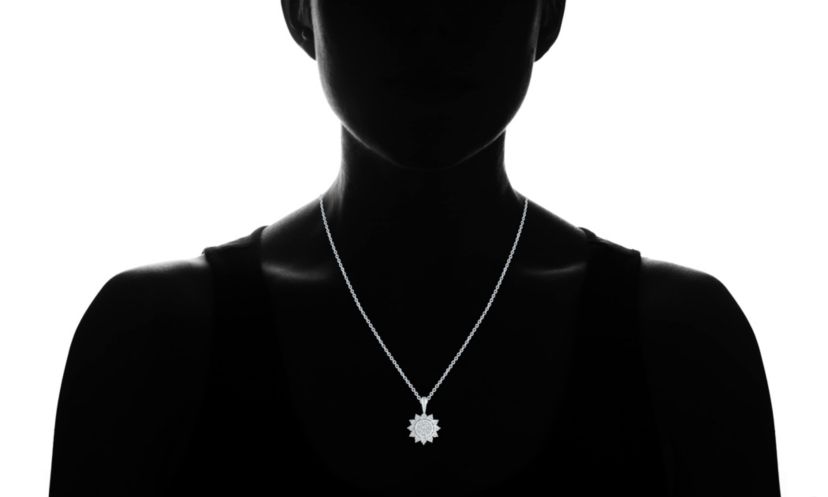 1/6 ct. t.w. Natural Diamond Cluster Pendant set in 925 Sterling Silver with 18" Cable Chain