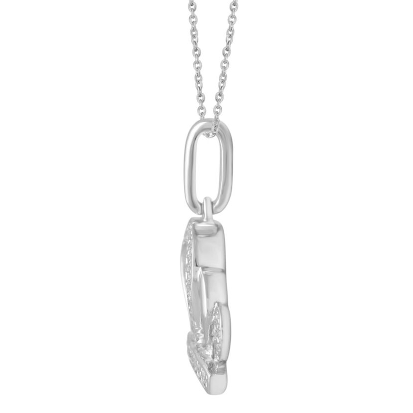 1/10Ctw Tiara Crown Diamond Pendant Necklace set in 925 Sterling Silver with 18" cable chain