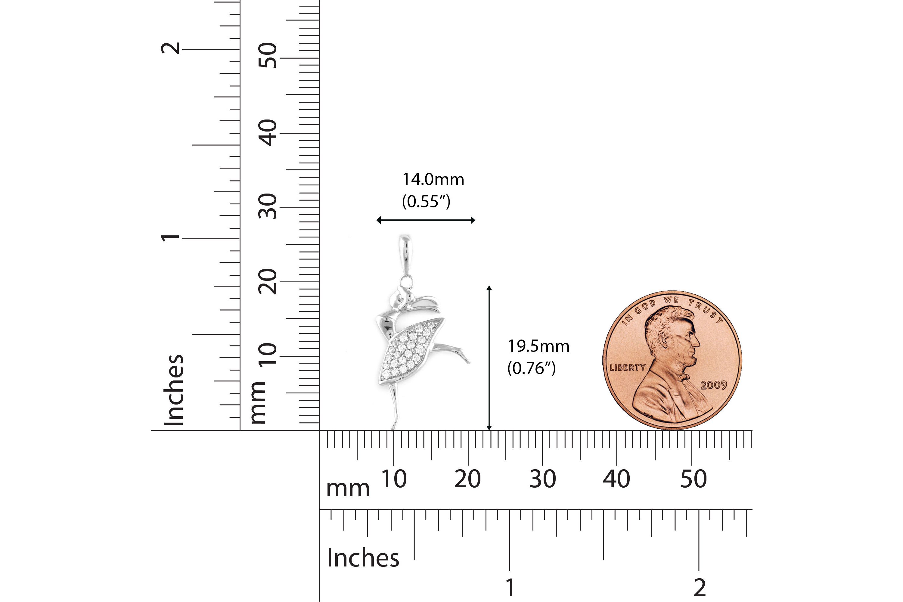 1/10 ct. t.w. Natural Diamond Ballerina Pendant set in 925 Sterling Silver with 18" Cable Chain