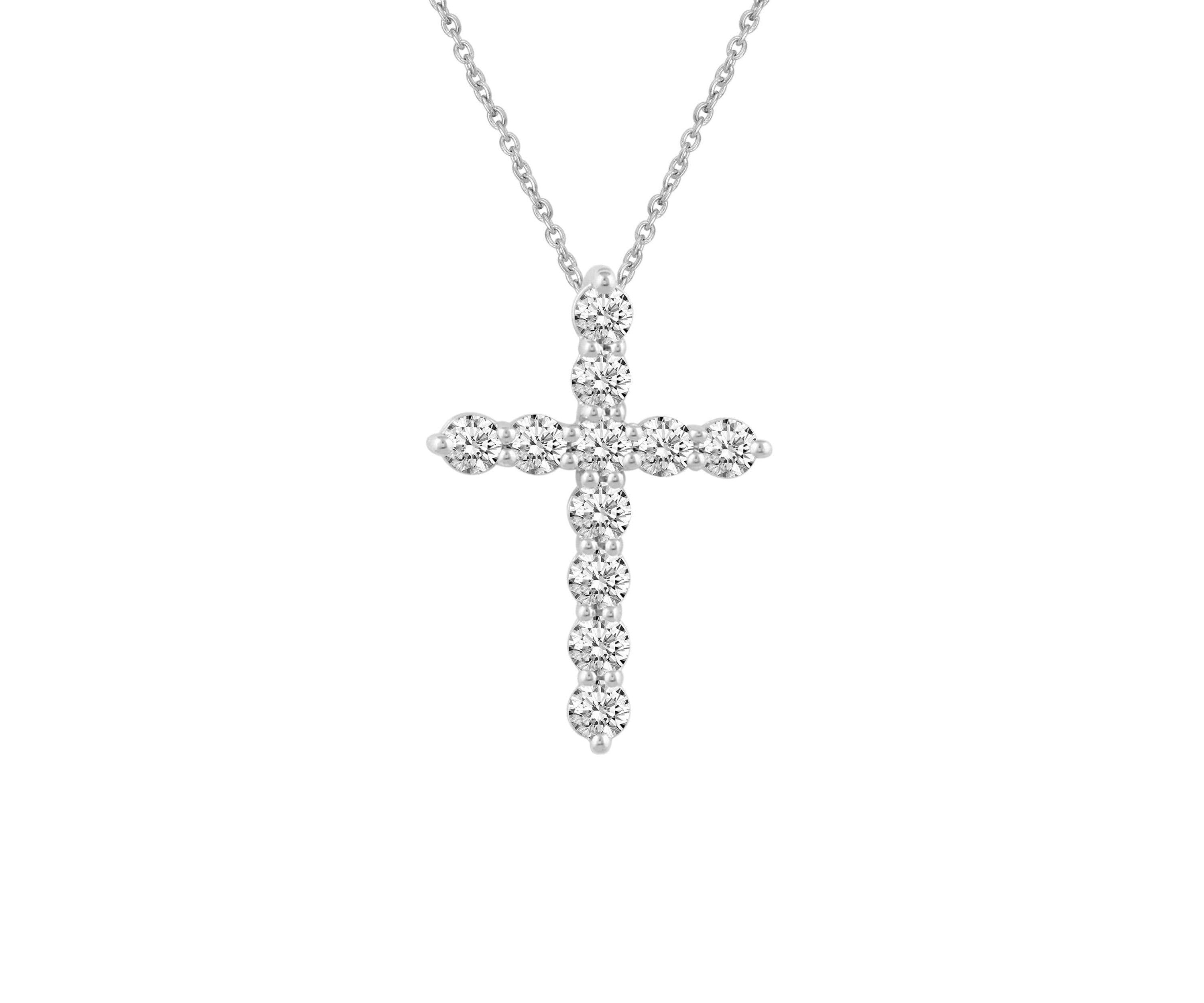 1/4Ctw Diamond Cross Pendant Necklace Set in 925 Sterling Silver with 18" Cable Chain