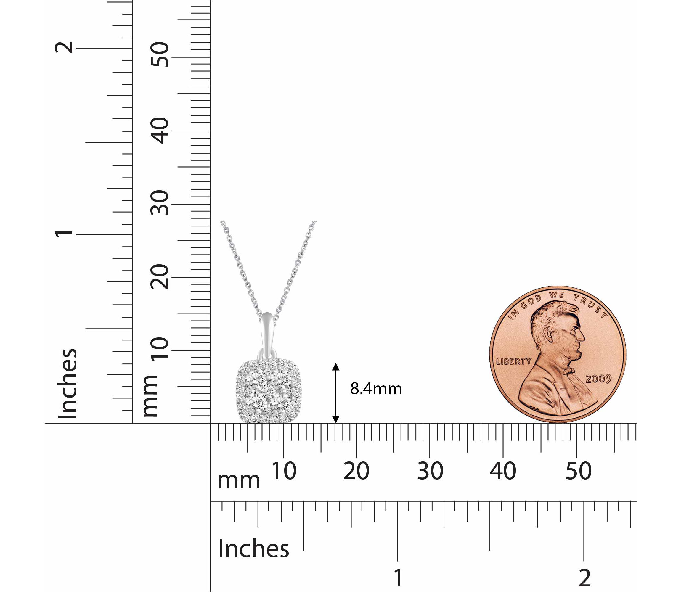 1/2Ctw Diamond Pendant Necklace set in 925 Sterling Silver with 18" cable chain