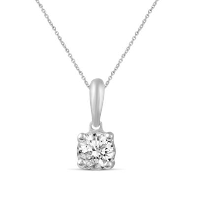 Royal Aura 1/5Ctw Diamond Solitaire Pendant Set in 14K Gold With 18'' Cable Chain with a Lobster Lock