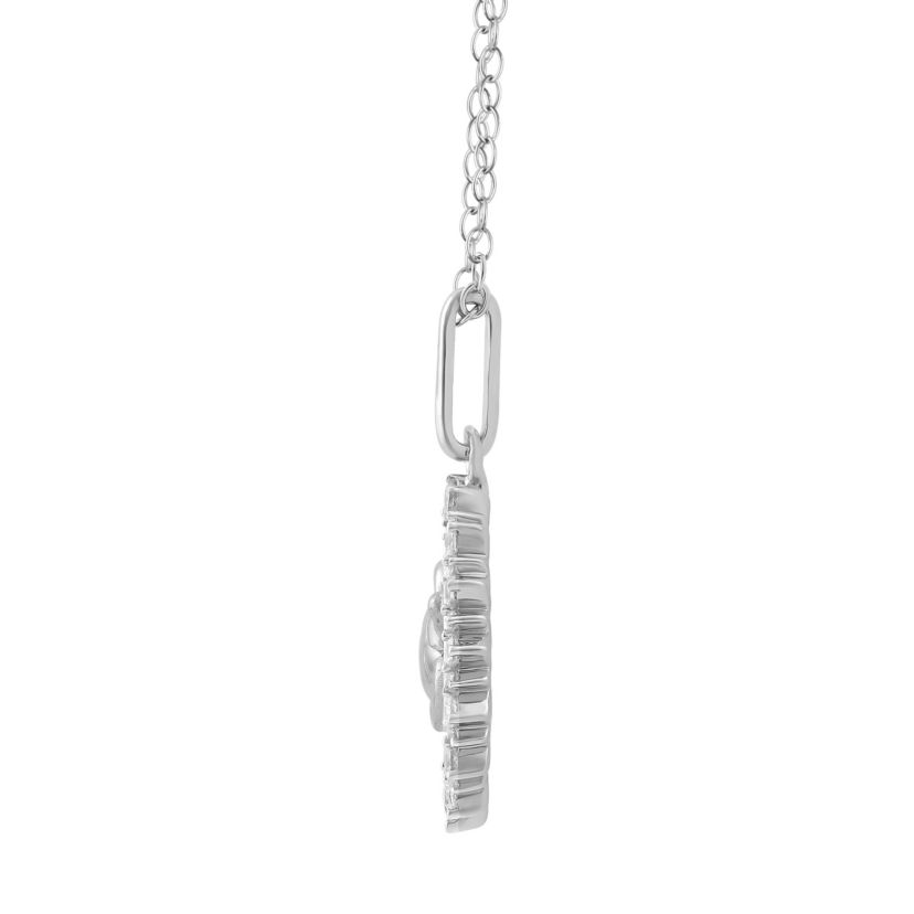 1/4Ctw Medallion Turtle Diamond Pendant in 925 Sterling Silver with 18" Cable Chain