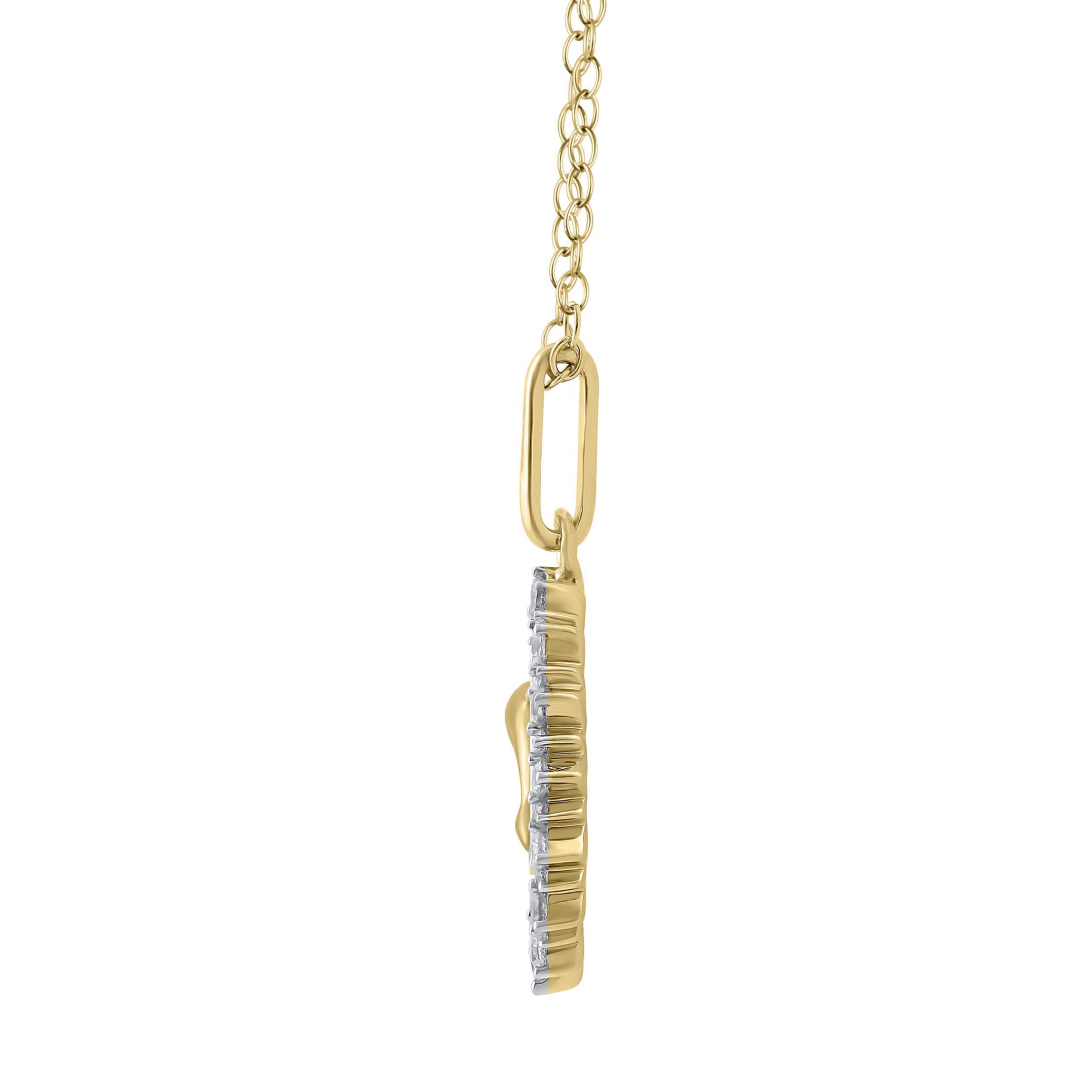1/4Ctw Medallion Dolphin Diamond Pendant in 925 Silver with 18K Yellow Gold Plating 18" Cable Chain