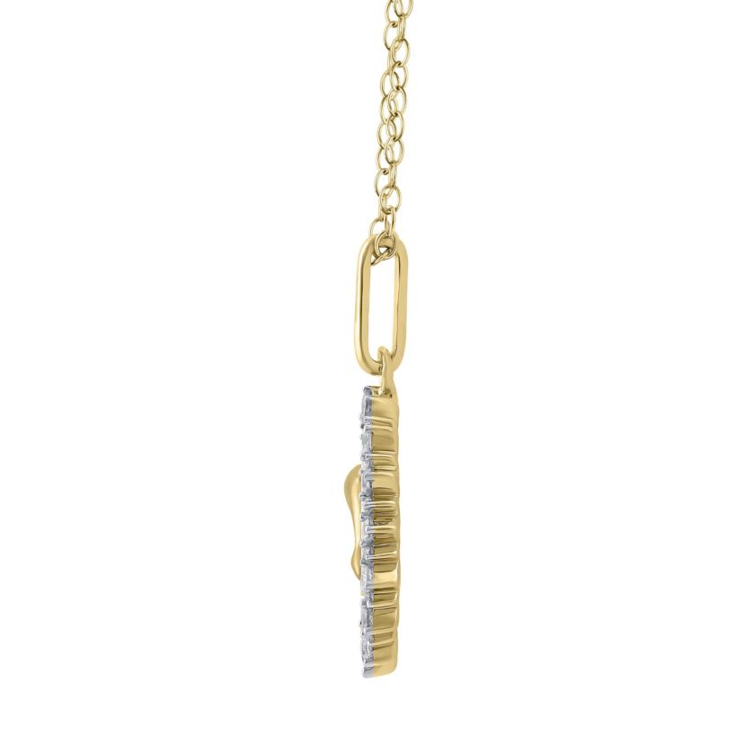 1/4Ctw Medallion Dolphin Diamond Pendant in 925 Silver with 18K Yellow Gold Plating 18" Cable Chain