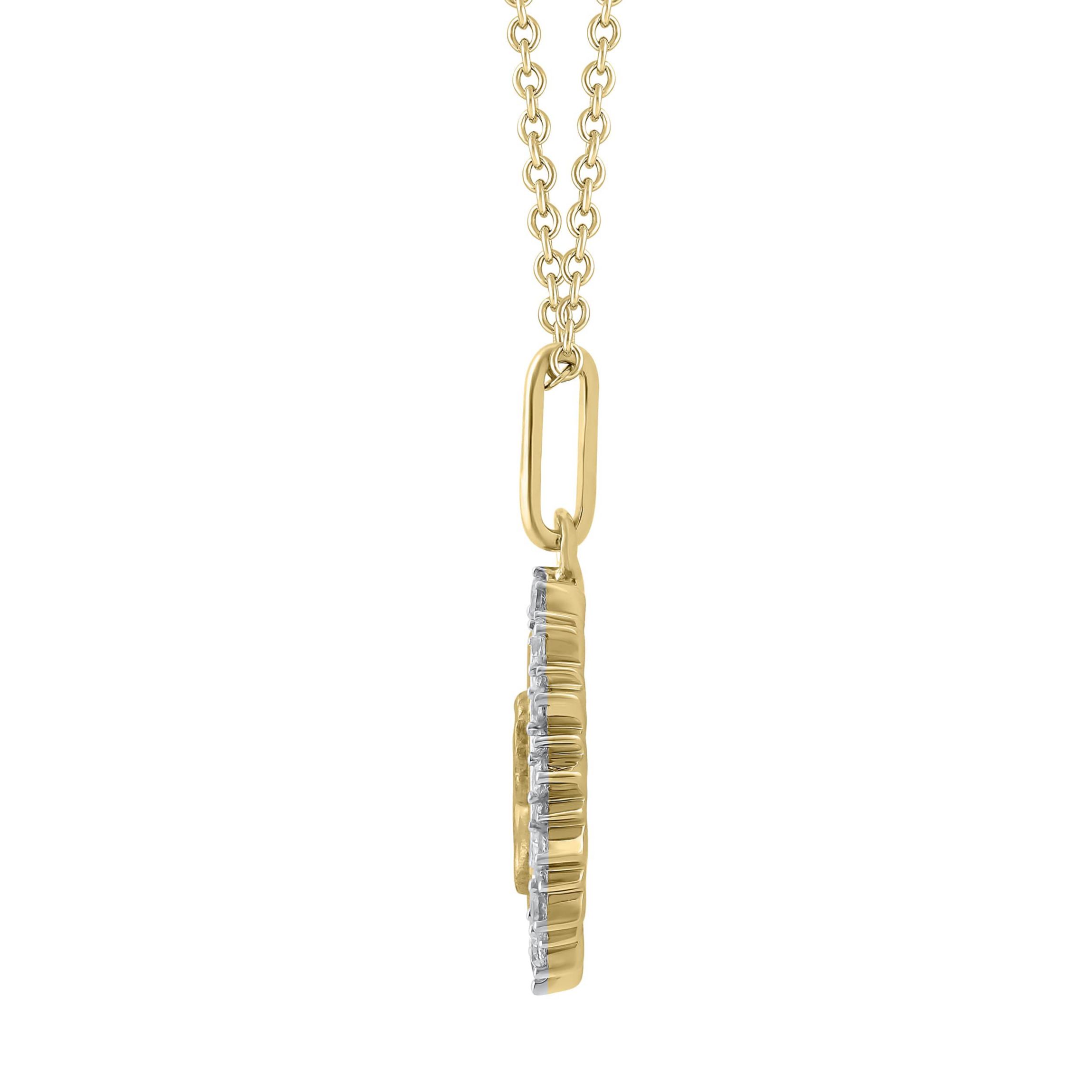 1/4Ctw Medallion Dove Diamond Pendant in 925 Silver with 18K Yellow Gold Plating 18" Cable Chain