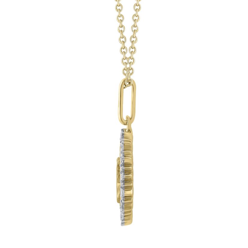 1/4Ctw Medallion Dove Diamond Pendant in 925 Silver with 18K Yellow Gold Plating 18" Cable Chain