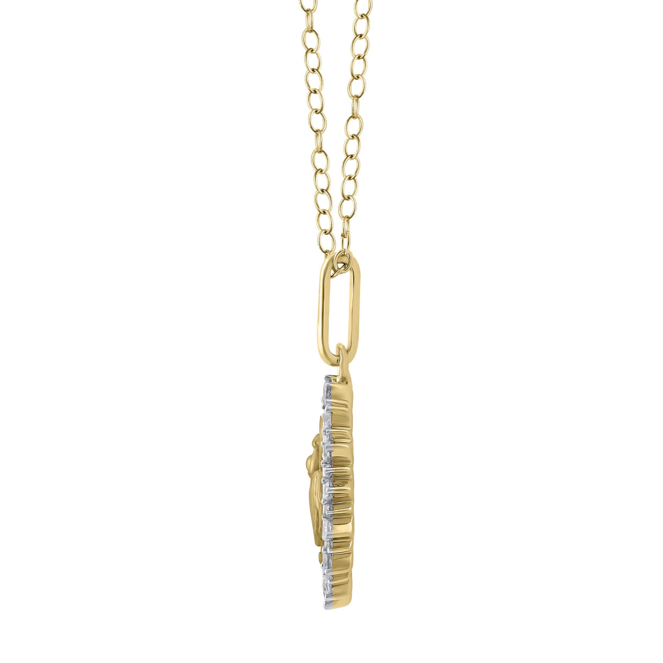 1/4Ctw Medallion Scarab Diamond Pendant in 925 Silver with 18K Yellow Gold Plating 18" Cable Chain