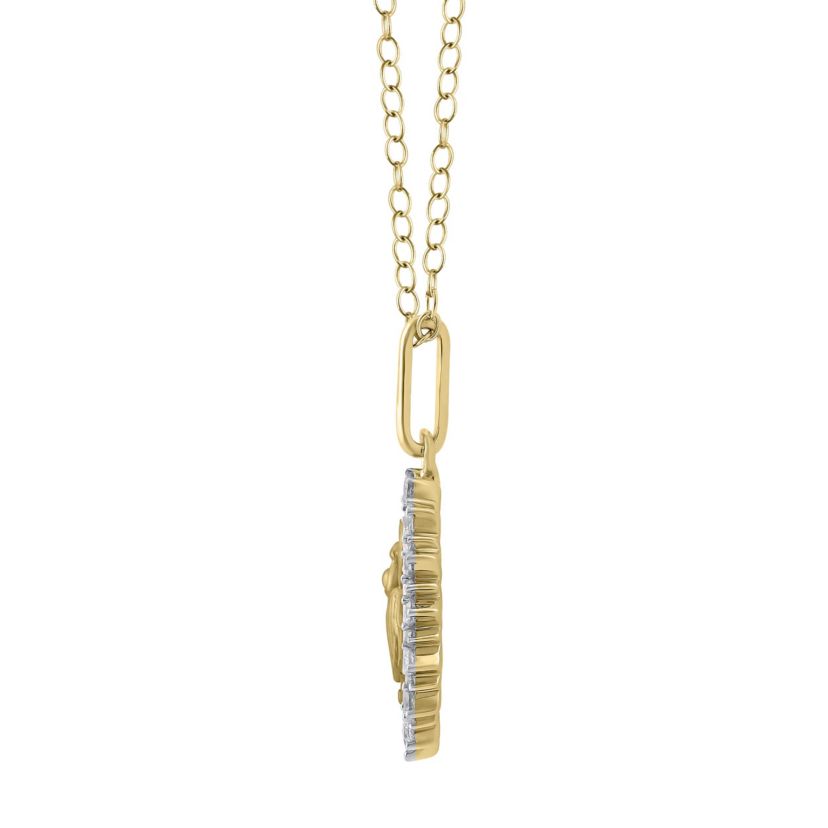 1/4Ctw Medallion Scarab Diamond Pendant in 925 Silver with 18K Yellow Gold Plating 18" Cable Chain