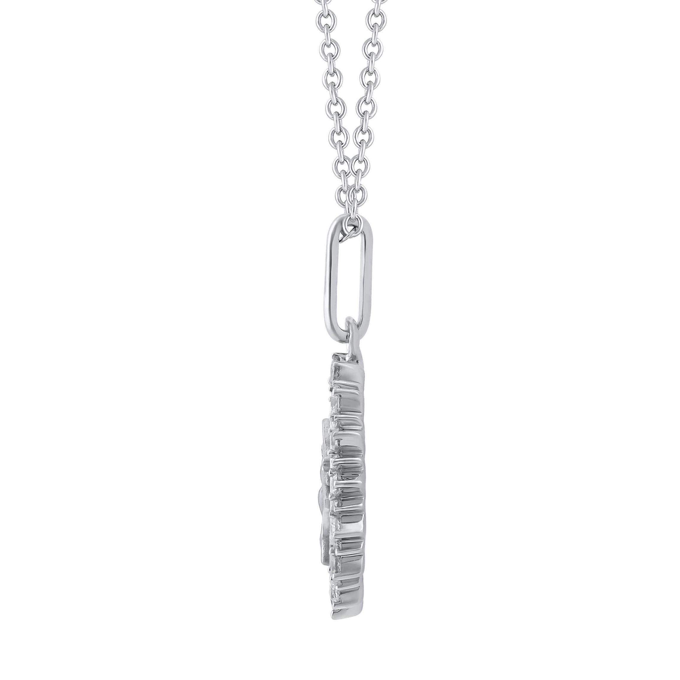 1/4Ctw Medallion Dragon Fly Diamond Pendant in 925 Sterling Silver with 18" Cable Chain