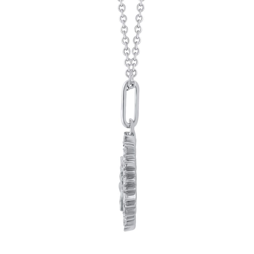 1/4Ctw Medallion Dragon Fly Diamond Pendant in 925 Sterling Silver with 18" Cable Chain