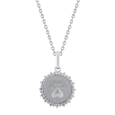 Royal Aura 1/4Ctw Medallion Paw Diamond Pendant in 925 Sterling Silver with 18" Cable Chain, White, 17