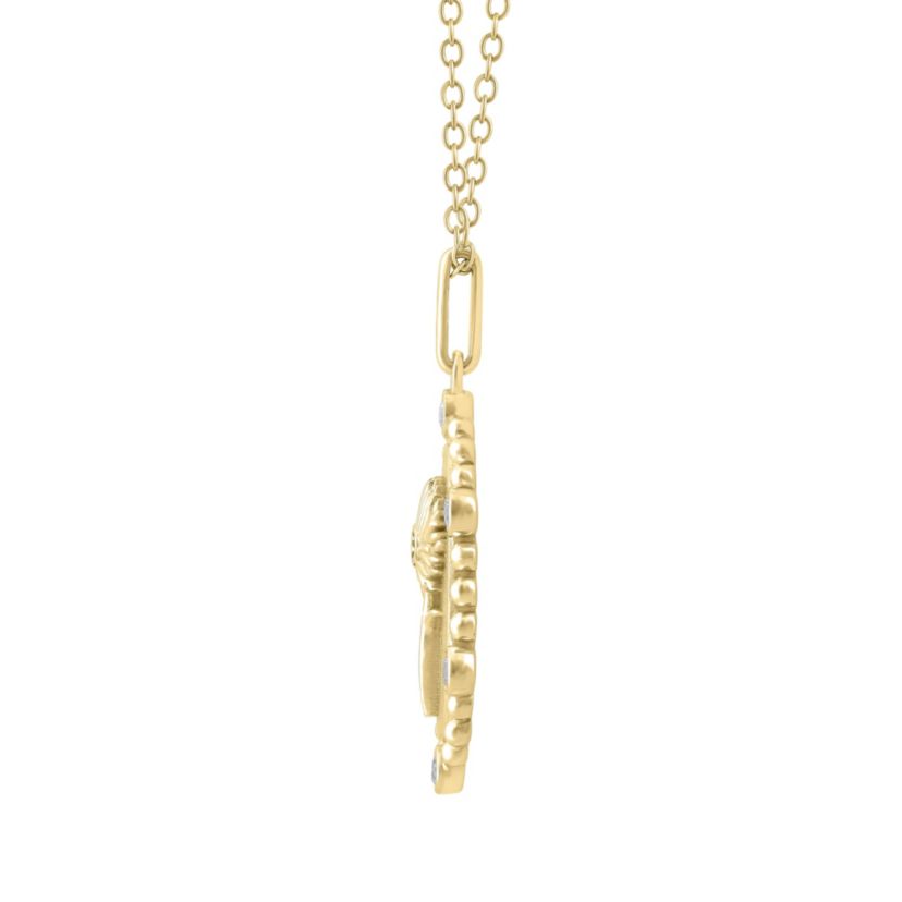 1/10Ctw Birth Flower April Daisy Diamond Pendant in 925 Silver with 18K Yellow Gold Plating 18" Cable Chain
