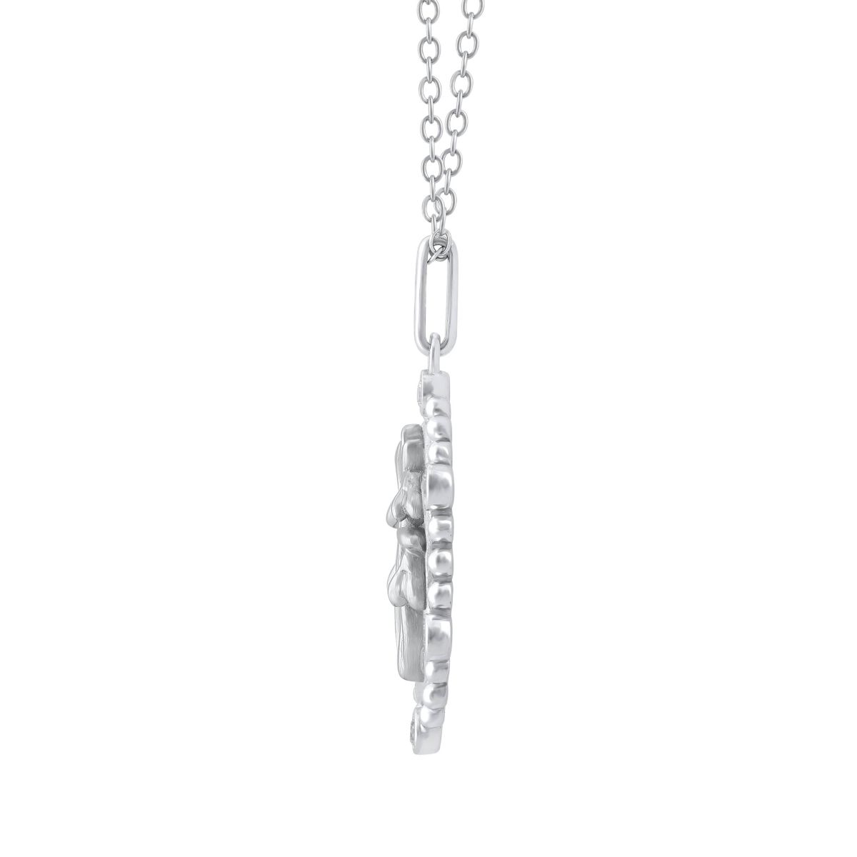1/10Ctw Birth Flower January Snowdrop Diamond Pendant in 925 Sterling Silver with 18" Cable Chain