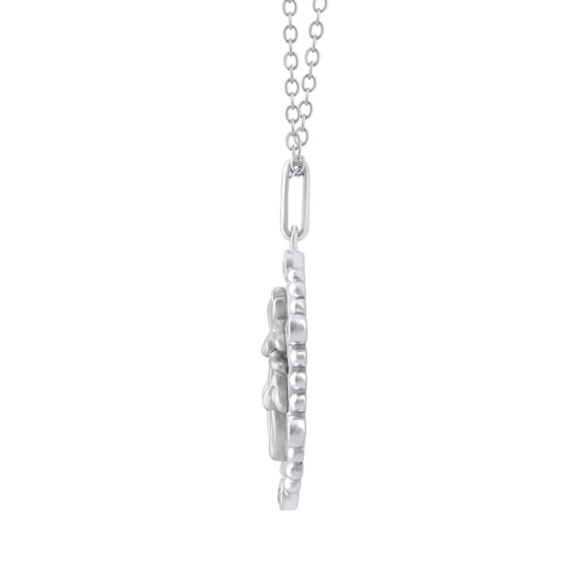 1/10Ctw Birth Flower January Snowdrop Diamond Pendant in 925 Sterling Silver with 18" Cable Chain