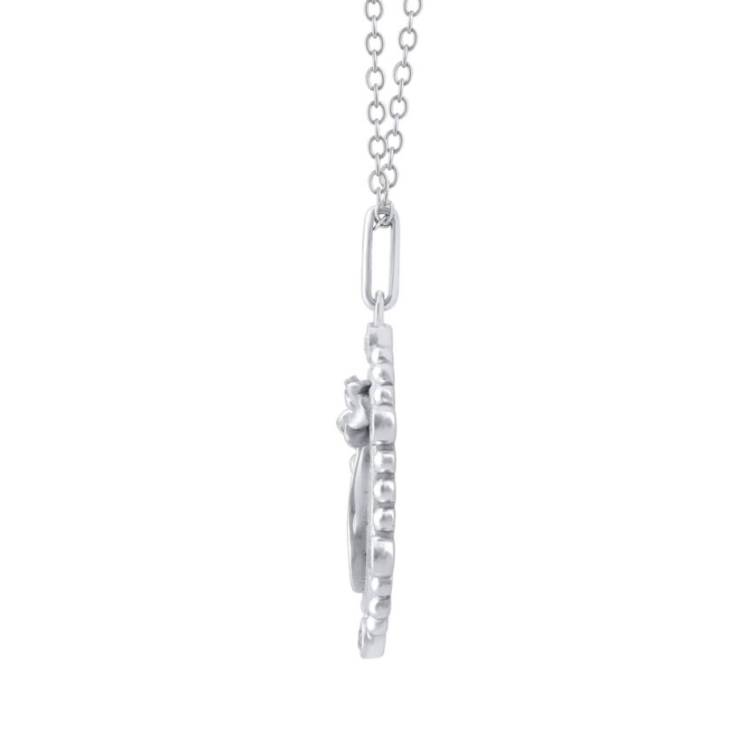 1/10Ctw Birth Flower February Iris Diamond Pendant in 925 Sterling Silver with 18" Cable Chain