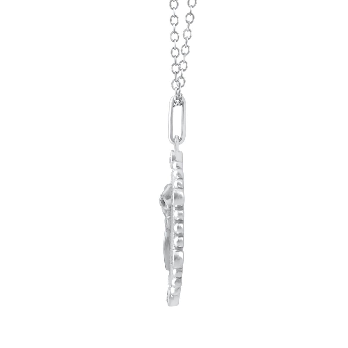 1/10Ctw Birth Flower March Daffodil Diamond Pendant in 925 Sterling Silver with 18" Cable Chain