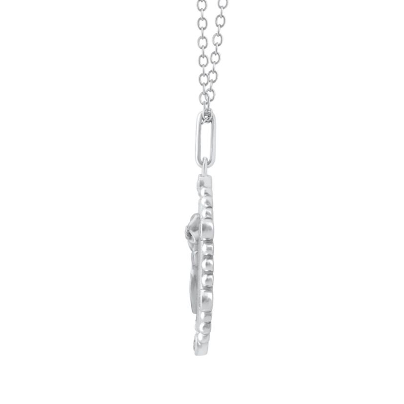 1/10Ctw Birth Flower March Daffodil Diamond Pendant in 925 Sterling Silver with 18" Cable Chain