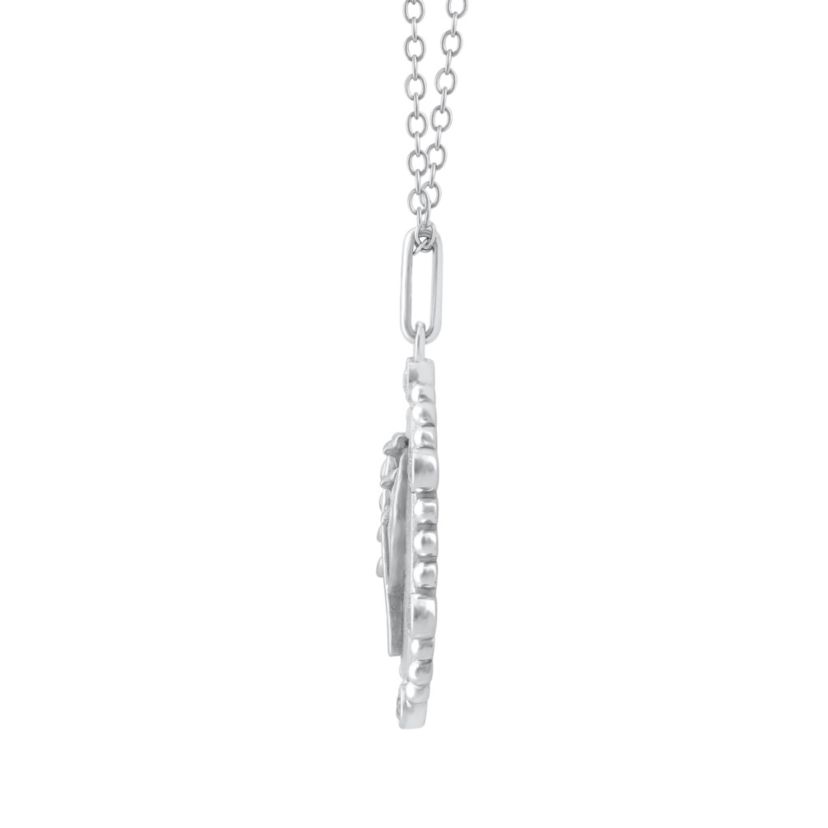 1/10Ctw Birth Flower May Lilly of the Valley Diamond Pendant in 925 Sterling Silver with 18" Cable Chain