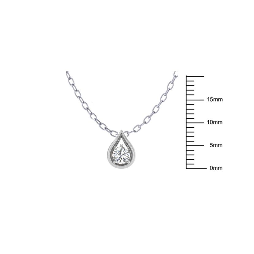 1/5 ct. t.w. Natural Diamond Teardrop Pendant in 14K White Gold with 18" Cable Chain