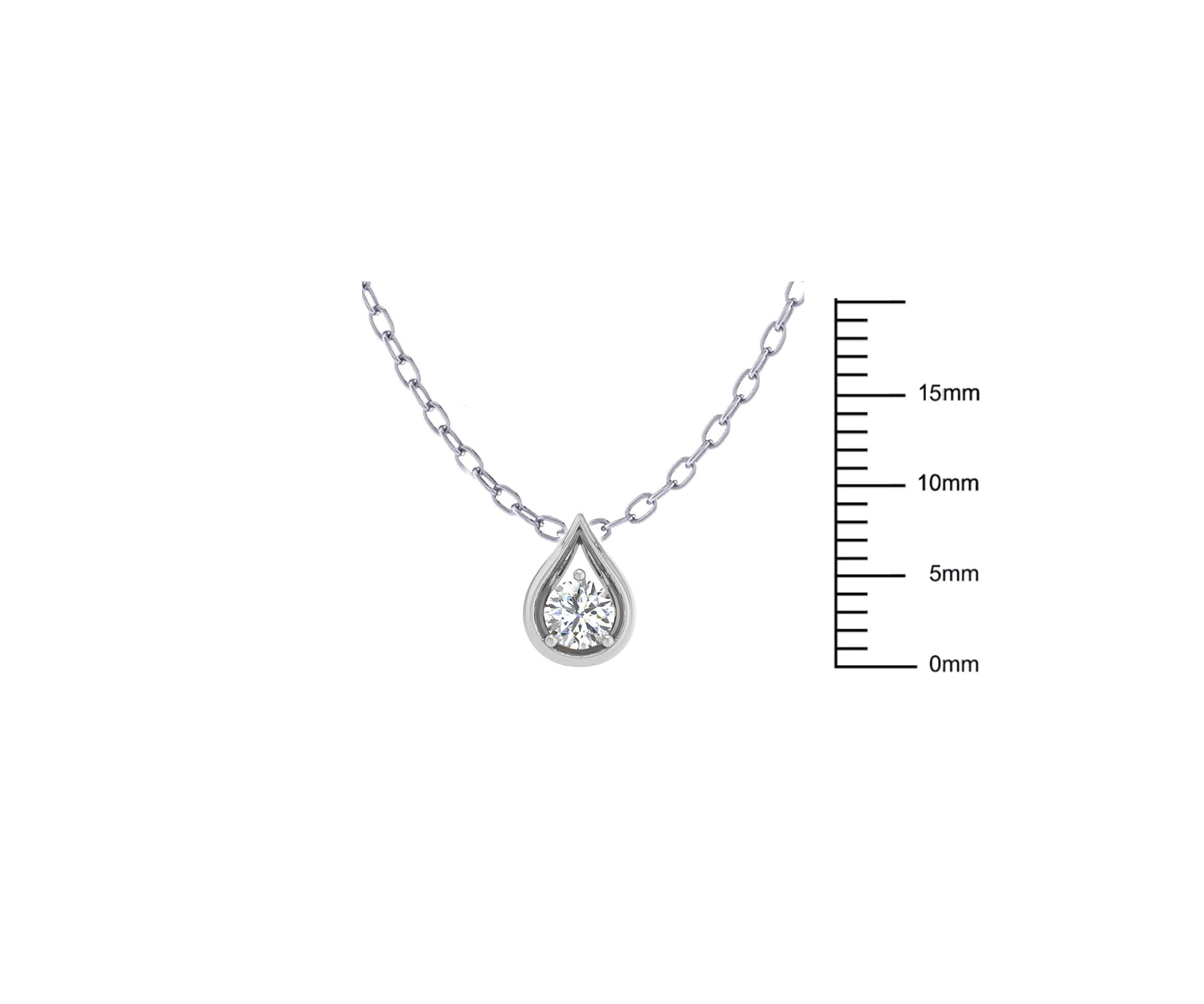 1/3 ct. t.w. Natural Diamond Teardrop Pendant in 14K White Gold with 18" Cable Chain