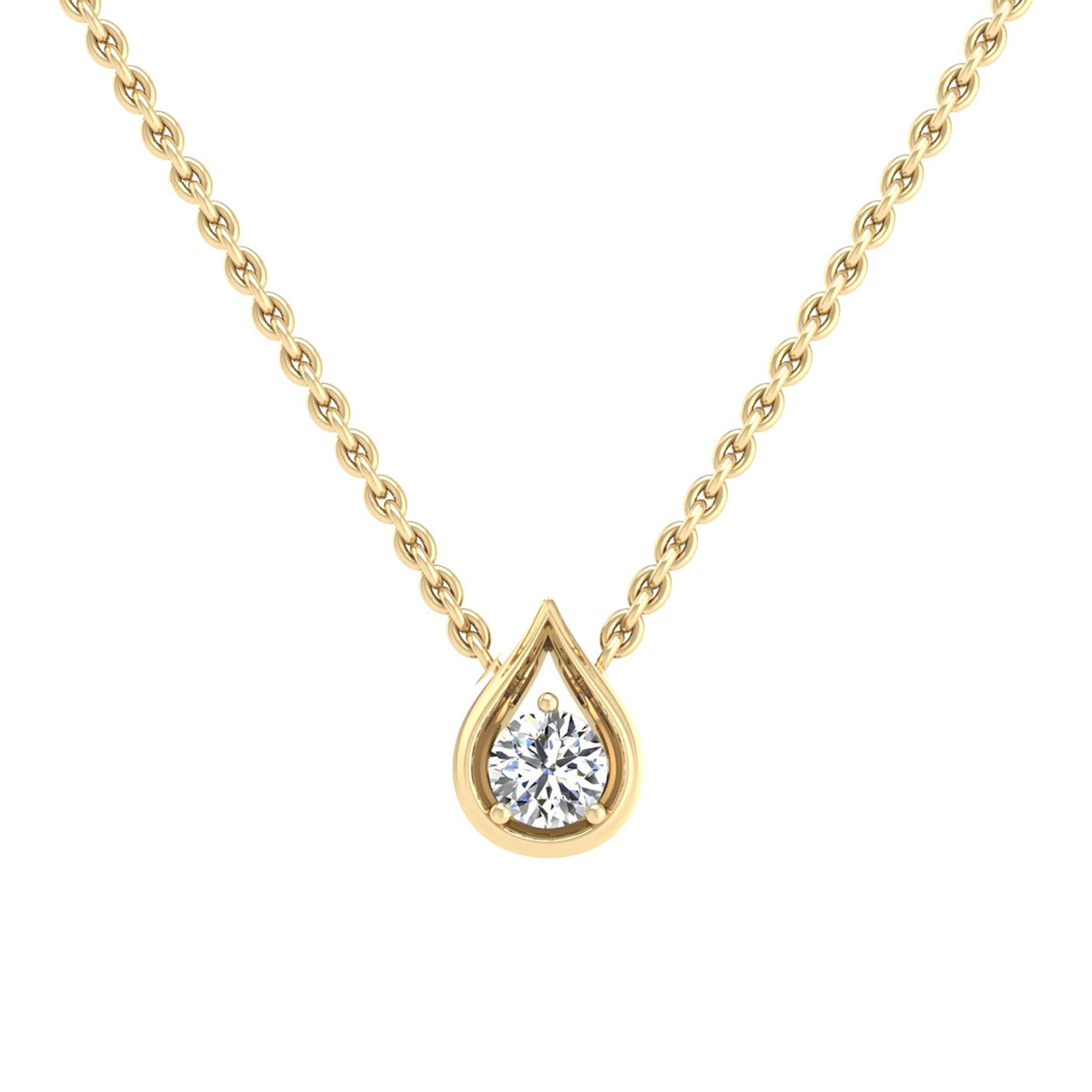 1/3 ct. t.w. Natural Diamond Teardrop Pendant in 14K Yellow Gold with 18" Cable Chain