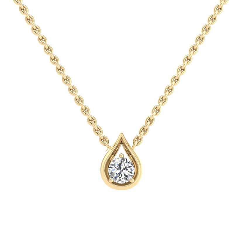 1/3 ct. t.w. Natural Diamond Teardrop Pendant in 14K Yellow Gold with 18" Cable Chain