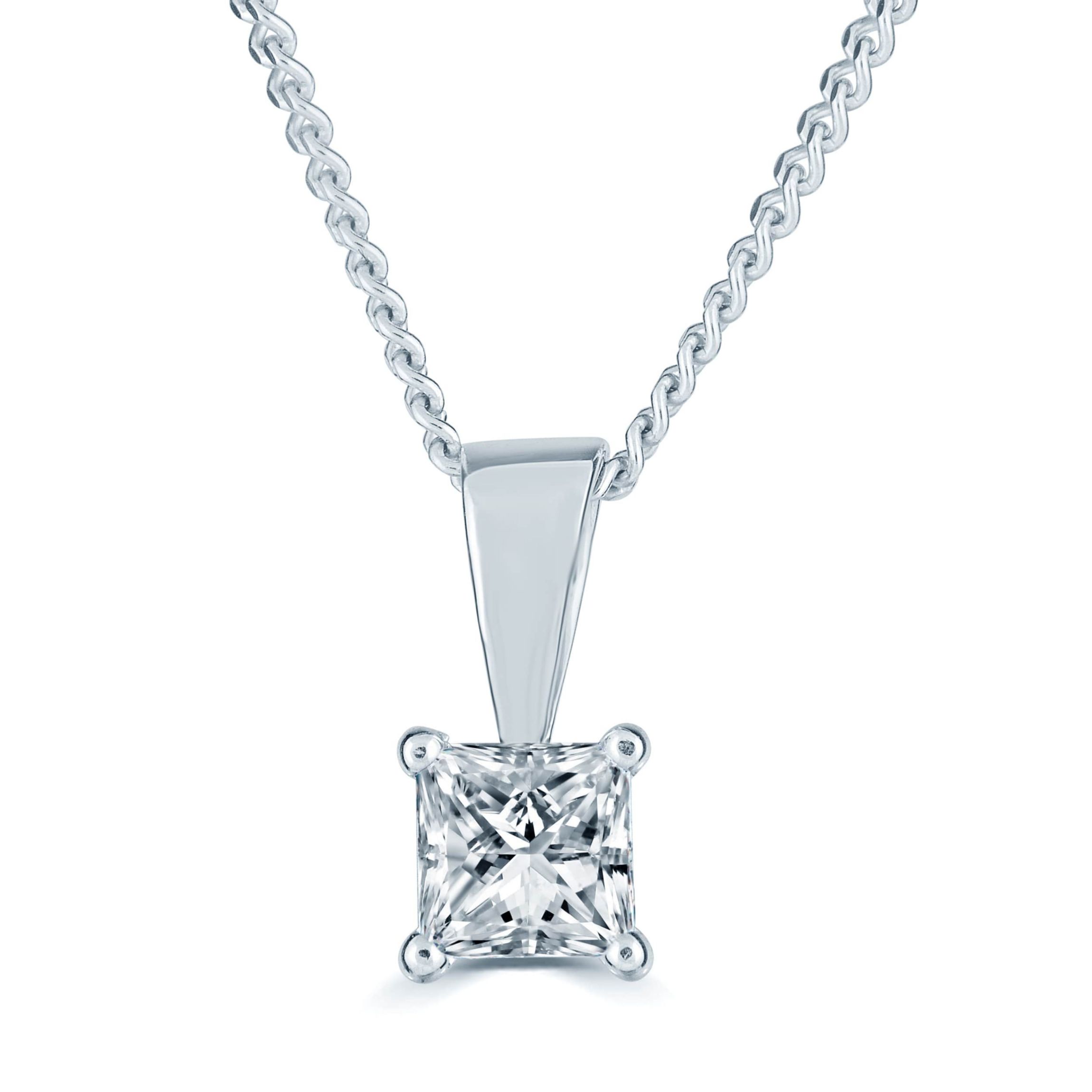 1/2Ctw Princess Cut Diamond Pendant Set in 14K Gold With 18 Cable Chain with a Lobster Lock
