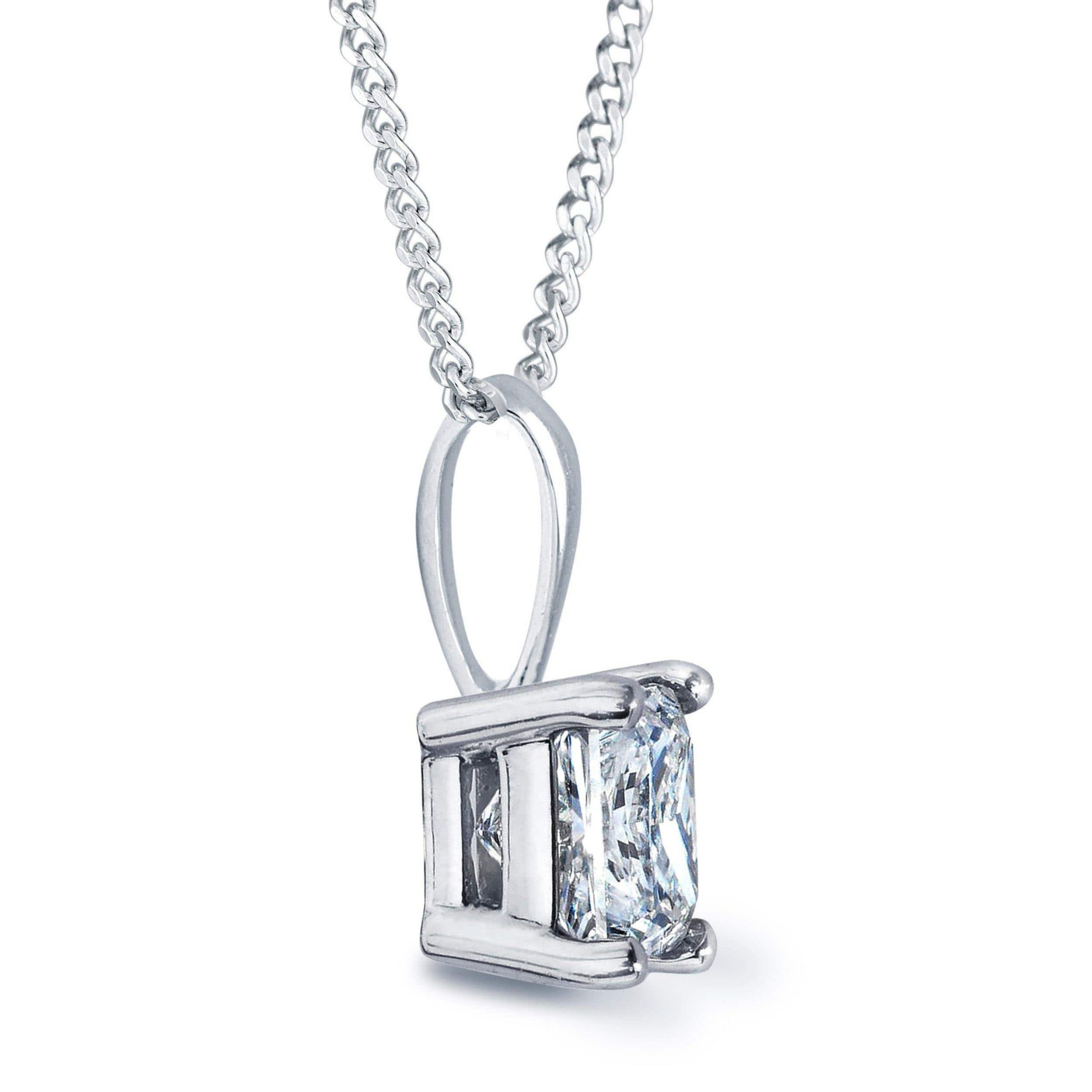 1/2Ctw Princess Cut Diamond Pendant Set in 14K Gold With 18 Cable Chain with a Lobster Lock