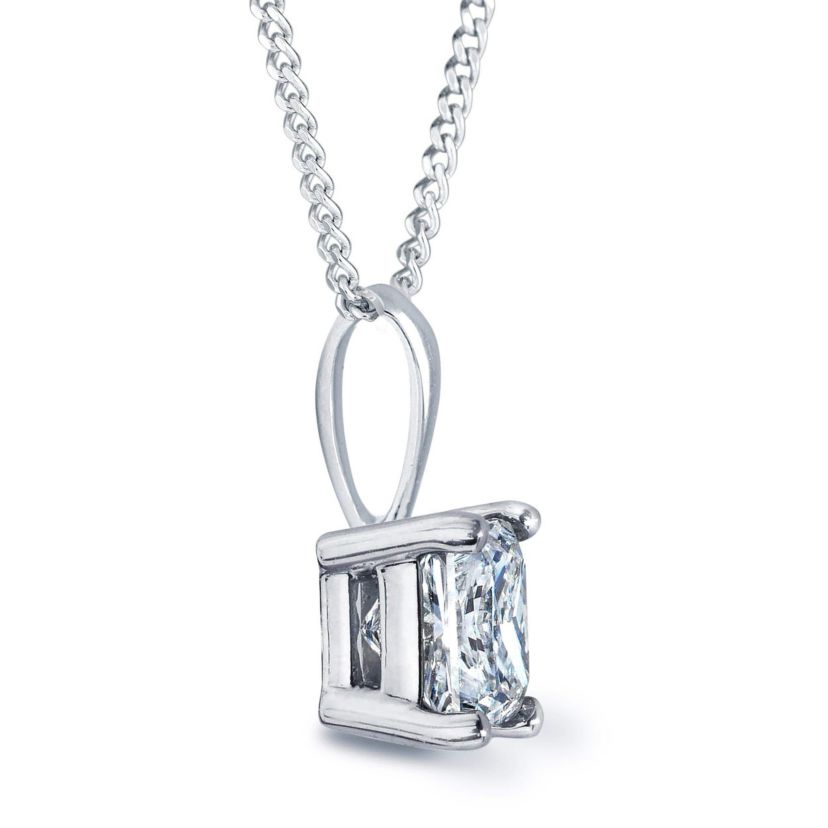 1/2Ctw Princess Cut Diamond Pendant Set in 14K Gold With 18 Cable Chain with a Lobster Lock