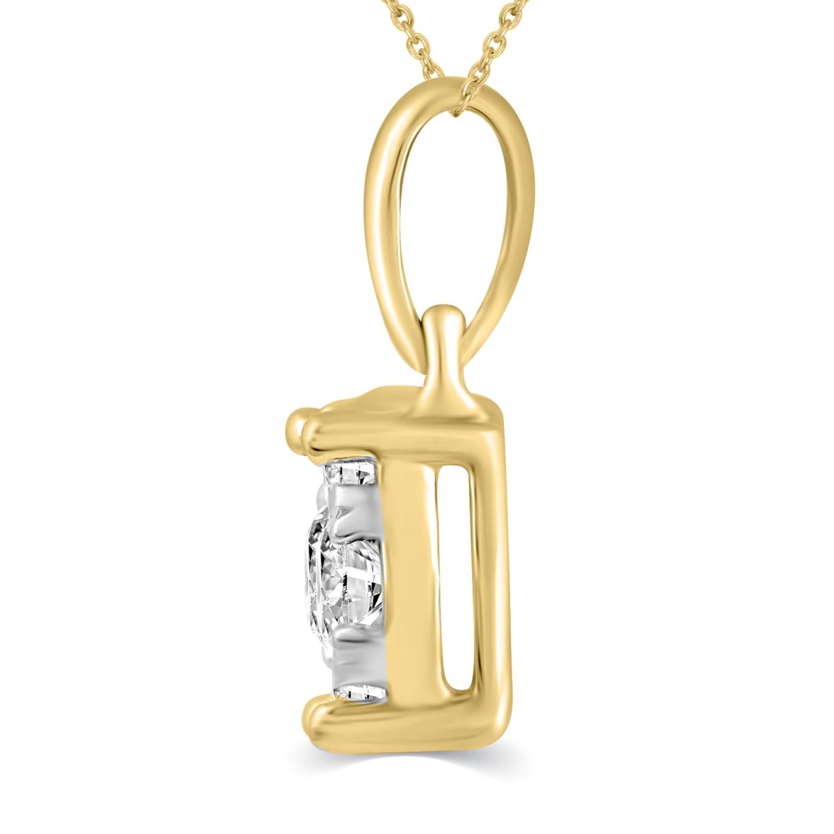 Lab Created 1/4 CTW Lab Grown Diamond Pendant Set in 925 Silver Yellow Gold Plating with 18" Cable Chain F Color SI2 Clarity