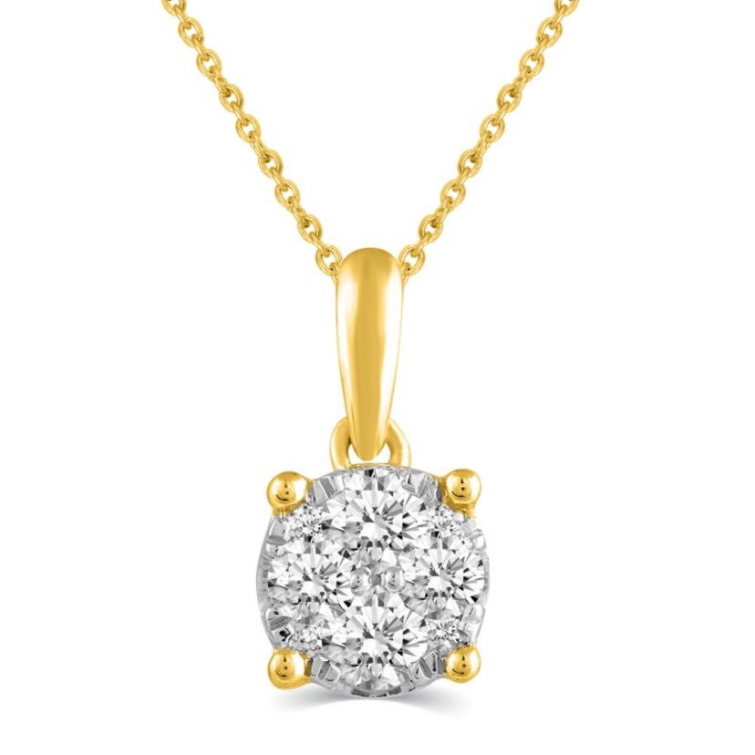 Lab Created 1/2 CTW Lab Grown Diamond Pendant Set in 925 Silver Yellow Gold Plating with 18" Cable Chain F Color SI2 Clarity