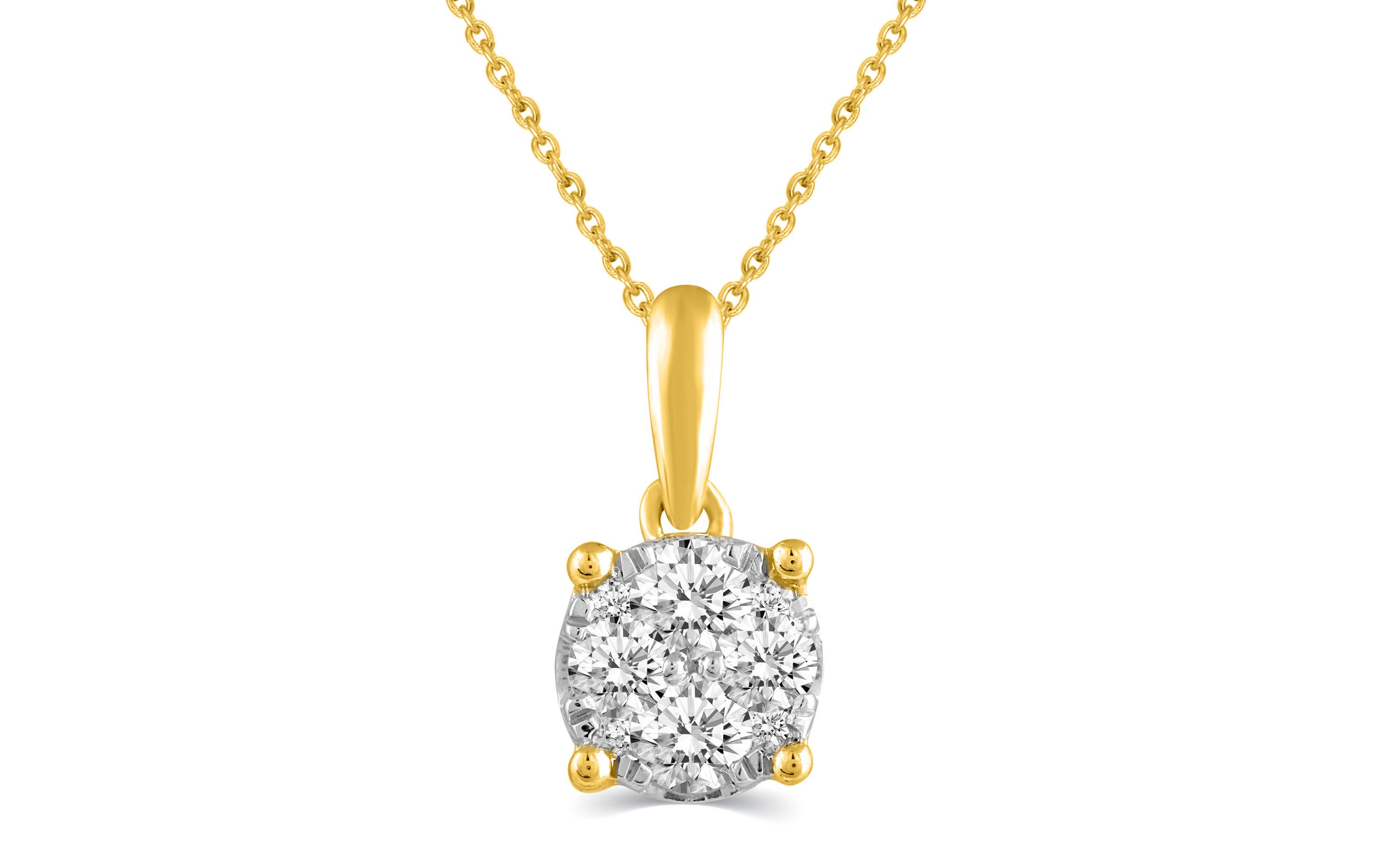 Lab Created 1.00 CTW Lab Grown Diamond Pendant Set in 925 Silver Yellow Gold Plating with 18" Cable Chain F Color SI2 Clarity