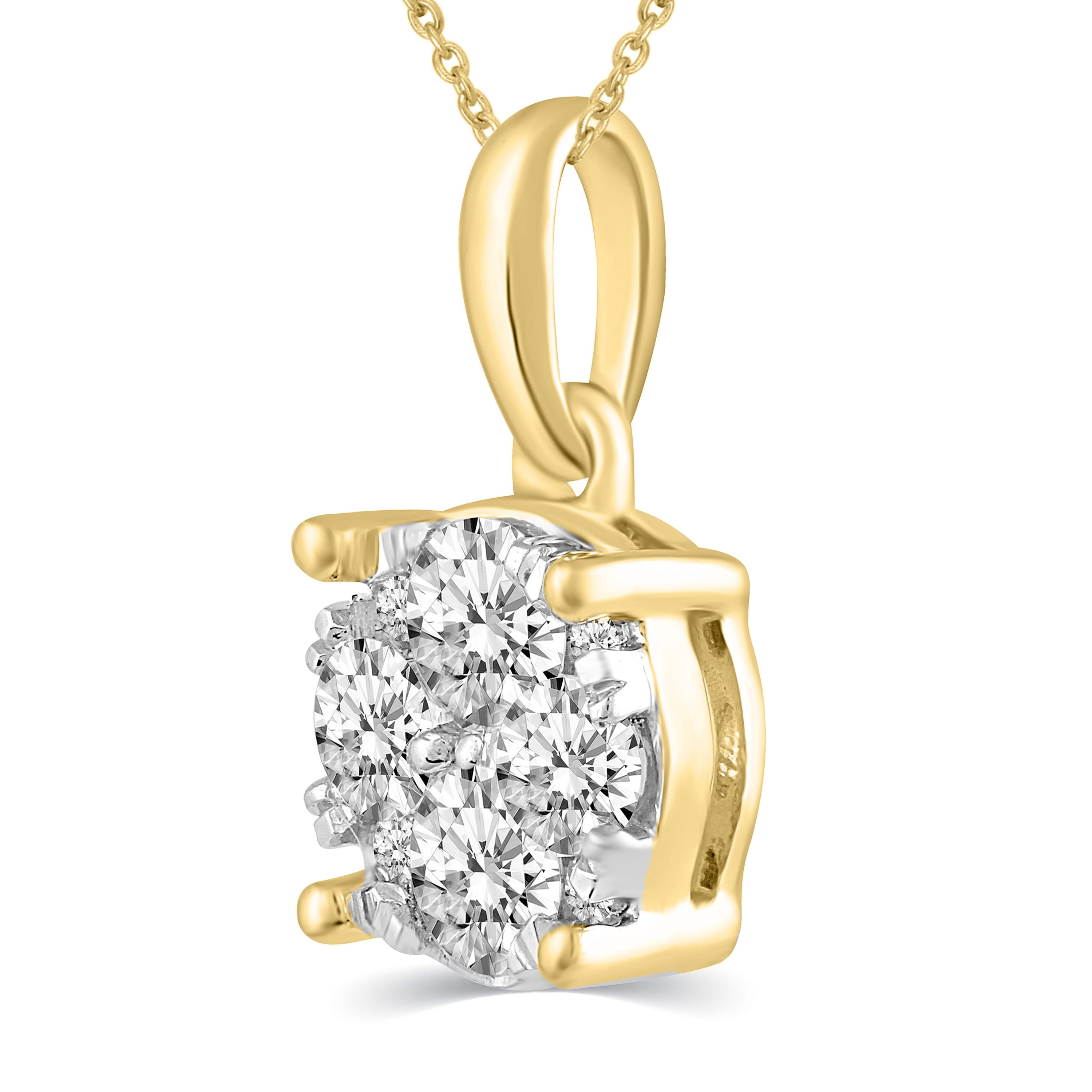 Lab Created 1.00 CTW Lab Grown Diamond Pendant Set in 925 Silver Yellow Gold Plating with 18" Cable Chain F Color SI2 Clarity