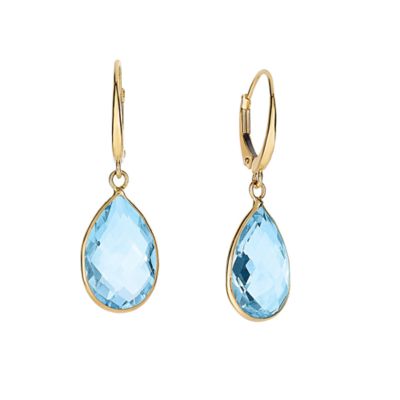 Kylie Harper 14k Gold Pear-cut Blue Topaz Dangling Leverback Earrings, Yellow