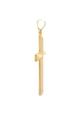 14K Yellow Gold Small Modern Tube Cross Pendant