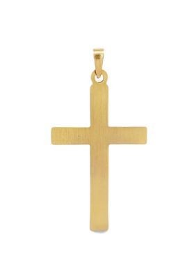 14K Yellow Gold Small Modern Tube Cross Pendant