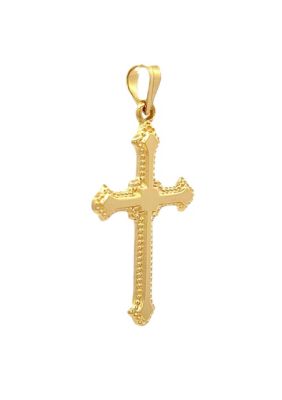 14K Yellow Gold Budded Edge Extra Small Cross