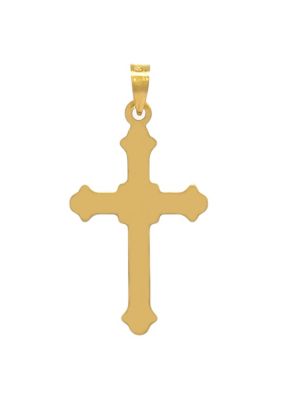 14K Yellow Gold Budded Edge Extra Small Cross
