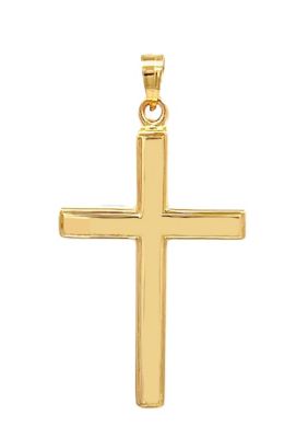 14K Yellow Gold Reversible Plain Cross Pendant