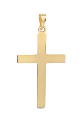 14K Yellow Gold Reversible Plain Cross Pendant