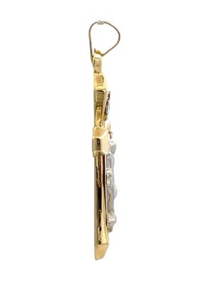 14K Two Tone Gold Textured INRI Crucifix