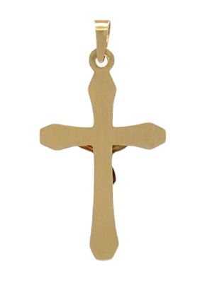 14K Two Tone Gold Textured INRI Crucifix