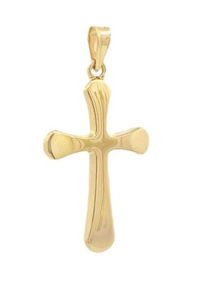 14K Yellow Gold Rounded Cross Pendant