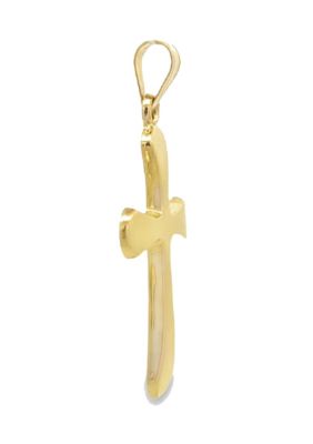 14K Yellow Gold Rounded Cross Pendant