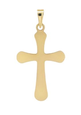 14K Yellow Gold Rounded Cross Pendant