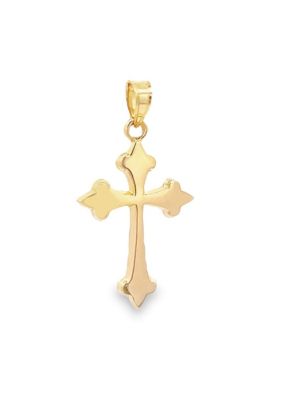 14K Yellow Gold Fleur De Lis Cross